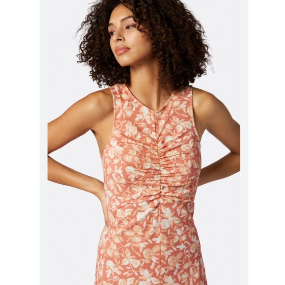 Joie Elliot Ruched Floral Midi Cotton Dress - Picture 3 of 7